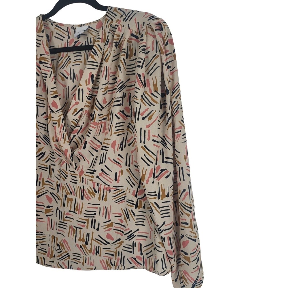 Cabi Artsy Blouse M‎ Womens multicolor Shoulder Pads Long Sleeve Art To Wear - Picture 2 of 9
